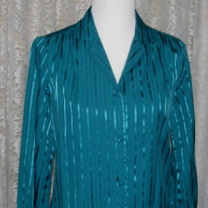 Shiny & Matte TURQUOISE Striped SHIRT